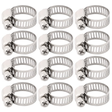 Unique Bargains 3/8-5/8 Inch Dia 12pcs 201 Steel Adjustable Clip Clamping Hose Clamp Fittings
