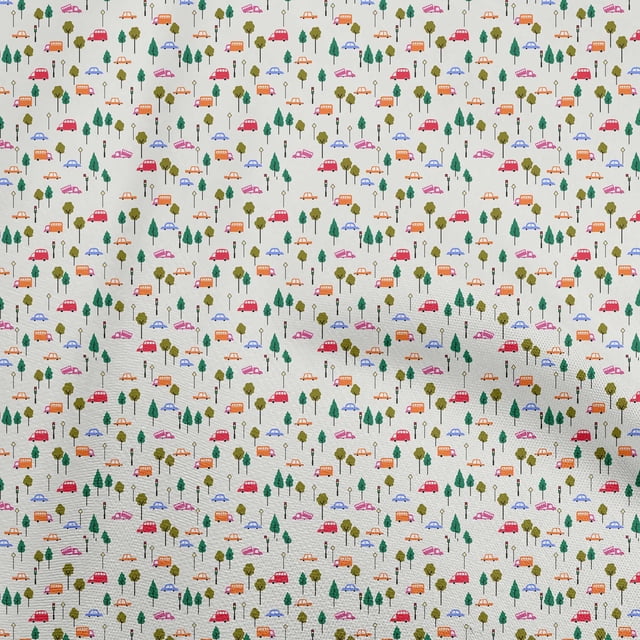 oneOone Polyester Spandex White Fabric Transport Sewing Material Print Fabric By The Yard 56 Inch Wide