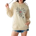 thumbnail image 1 of Faithtur Femmes Sweat à Capuche, Manches Longues Broderie Cobweb Coeur Pull-Over Casual Tops, 1 of 9