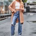 thumbnail image 4 of AherBiu Cardigan Sweaters for Women Ribble Knitted Mid-Long Split Fall Winter Women's Clothes, 4 of 6