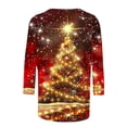 thumbnail image 5 of yoeyez T-Shirts de Noël Laids pour Femmes Manches 3/4 Hauts de Noël Mignons Chandail à Paillettes Imprimé Arbre de Noël Chandail de Fête d'Automne Tunique à Col Rond, 5 of 5