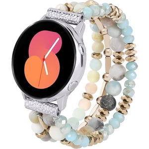 XIHAMA Beaded Bracelet Boho pour Samsung Galaxy Watch 7/6/5/4 40/44mm Strap/Active 2 montre 4 Classique 42mm Les femmes sangles, 20mm Bracelet en cristal élastique fait main