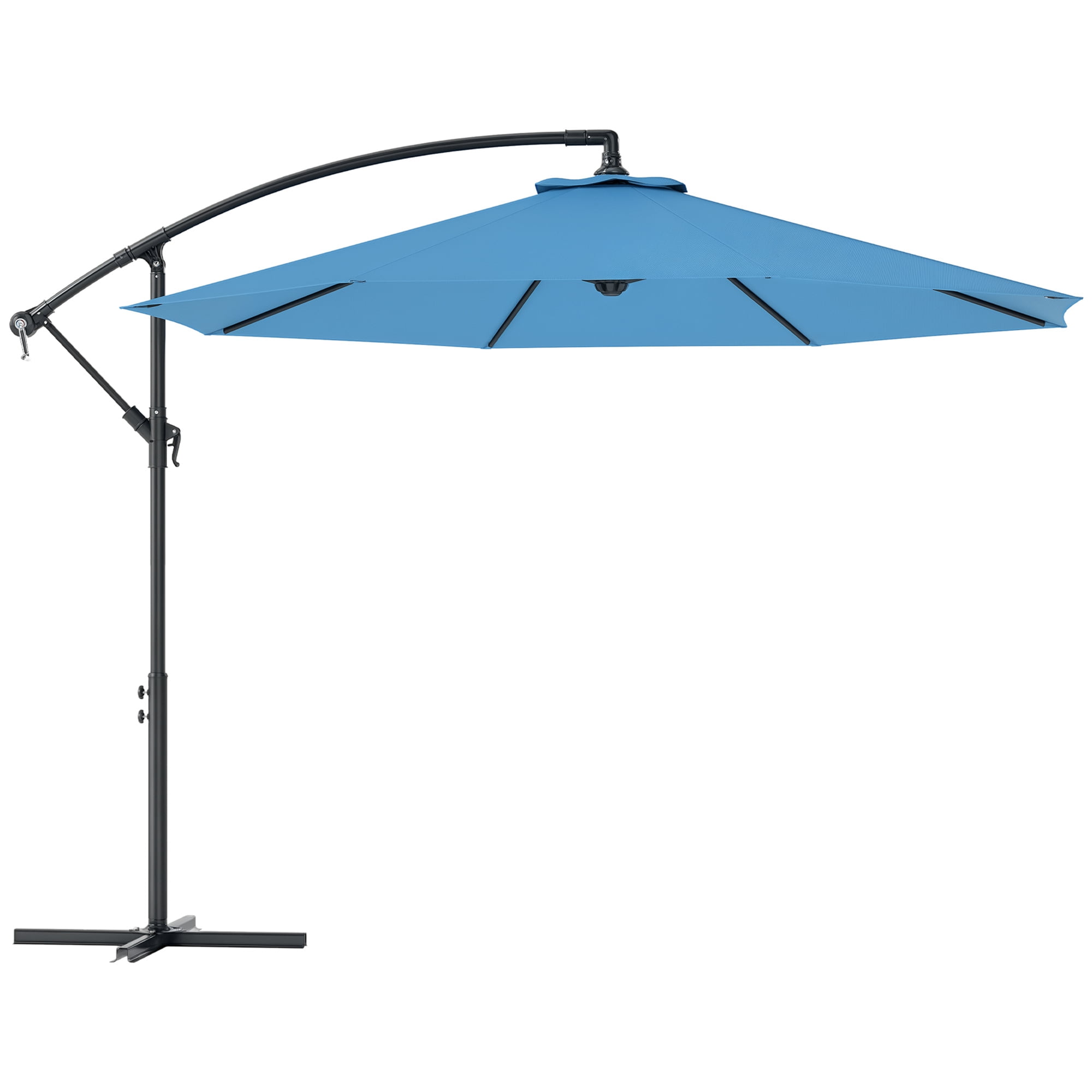 Outsunny Parasol de Patio de Luxe 10 Pieds, Parasol de Marché Extérieur, Bleu