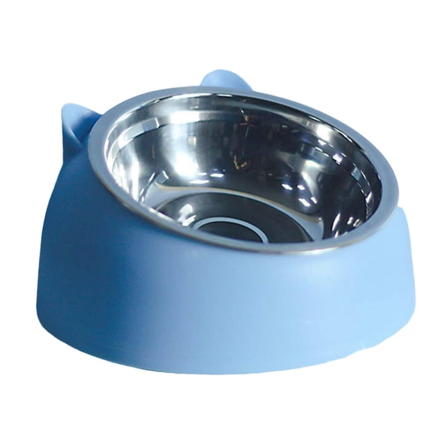 Bol pour Chat et Chien 15 Degrés Surélevé Antidérapant Cou Incliné Surélevé Acier Inoxydable Bleu