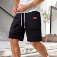 thumbnail image 1 of Styesk Mens Shorts Men Solid Color Casual Fashion With Pockets Lacing Waist Short Pants, 1 of 8