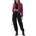 thumbnail image 2 of INSPIRE CHIC Blouson Bomber Court pour Femme à Col Montant, Manches Longues, Fermeture Éclair Intégrale, 2 of 6