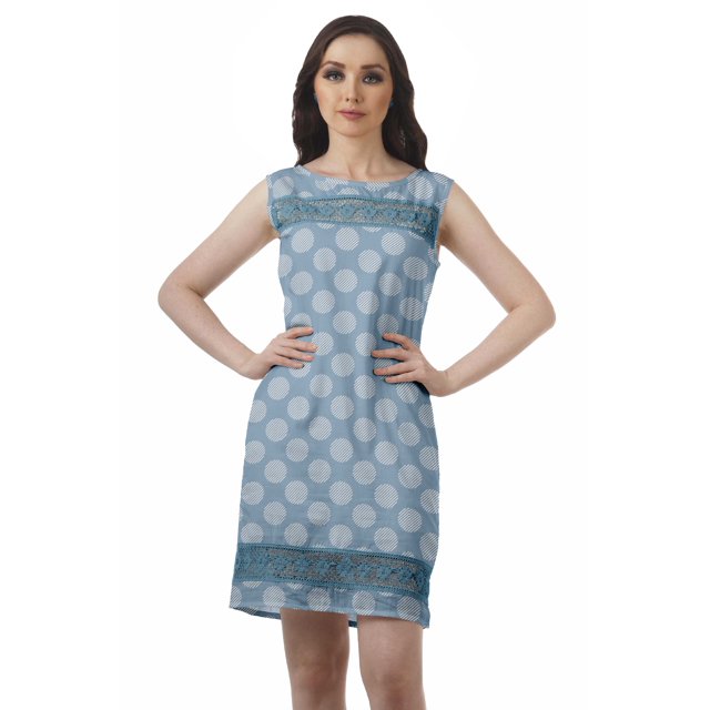 Moomaya Robe Tunique d'Été en Dentelle Sans Manches pour Femmes Grande Taille Robe Mini pour Femmes