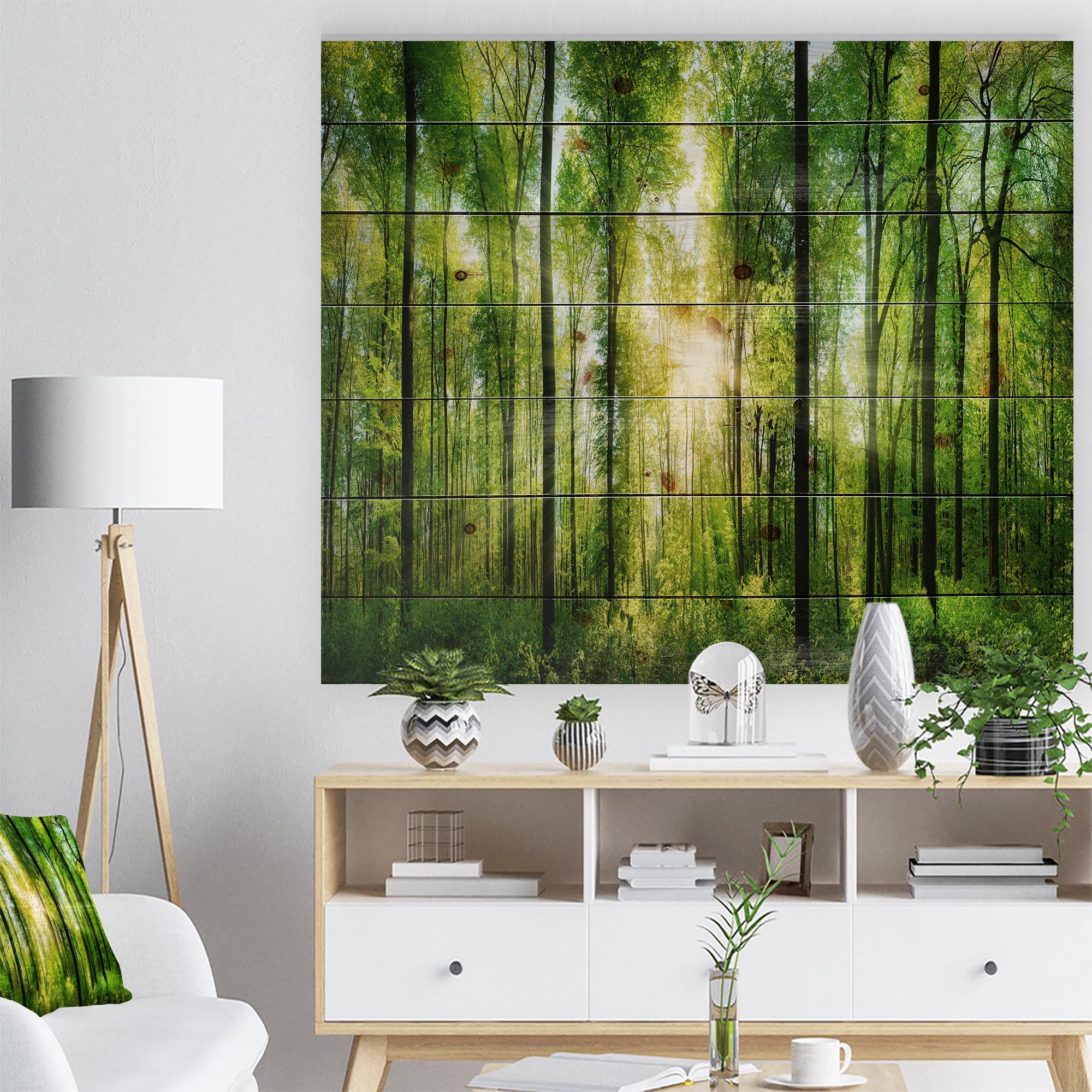 Tableau à toile imprimée Design Art Paysage Panorama Forêt avec rayons de soleil