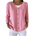 thumbnail image 3 of Feancey Plus Size Cardigans for Women Lightweight Long Sleeve Button Sweaters Thin Casual Open Front Cardigan Sweater Ribbed Knit Jackets Pink M, 3 of 7