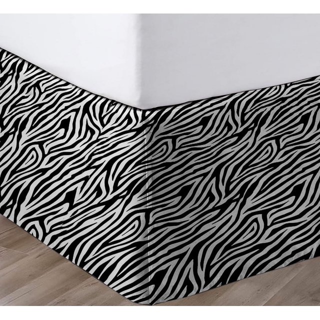 SGI Bedding 9 Inch Pleated Bed Skirt | Microfiber Bed Skirt | Fade Resistant, Wrinkle Free, Anti-static, Decorative, Extra Storage Space, Clutter-Free | Olympic Queen, Zebra Print