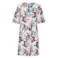 thumbnail image 4 of RKSTN Robe d'Été Décontractée pour Femmes Col Rond Manches Mi-Longues Robe de Plage Imprimé Floral Tunique à Volants, 4 of 8