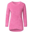 thumbnail image 2 of Innerwin Hauts Tricotés Manches Longues Pull Femme Vêtements de Détente Col Rond Tunique Ample Blouse Rose Rouge TP, 2 of 6