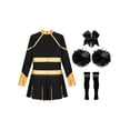 thumbnail image 2 of Eandarui Uniforme de Cheerleading pour Fille Robe Plissée à Manches Longues Tenue de Performance de Cheer d'École 5-16 Ans Or&Noir 12, 2 of 5