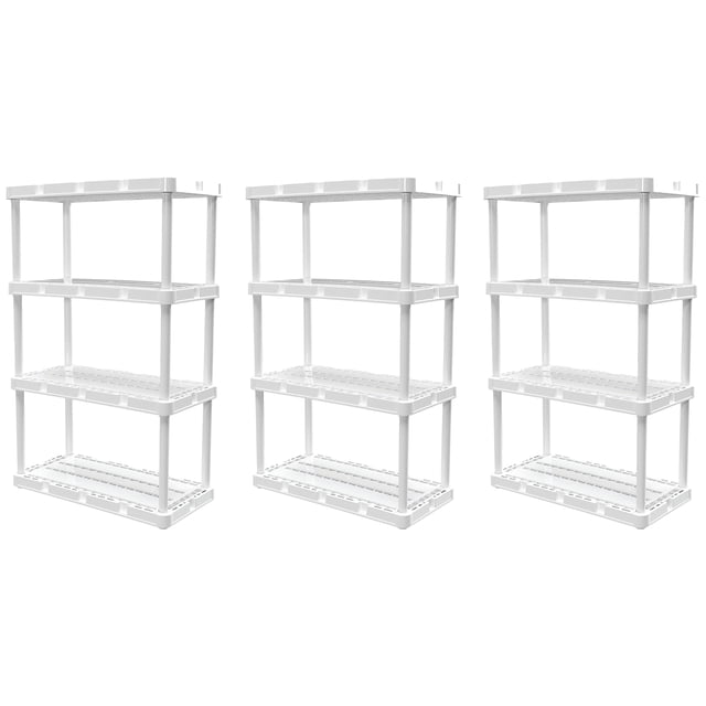 Gracious Living Unité de Rangement Knect-A-Shelf à 4 Tablettes, Blanc (Lot de 3)