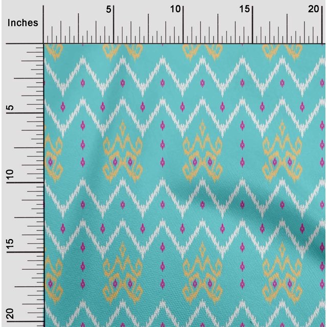 oneOone Polyester Lycra Fabric Paisley & Chevron Ikat Print Fabric BTY 56 Inch Wide
