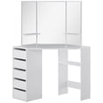 thumbnail image 1 of HOMCOM Corner Vanity Table, Makeup Desk with 3-piece Mirror and 5 Drawers, 1 of 10