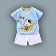 thumbnail image 1 of Chemises pour Filles, Ensembles de Mode pour Filles, Hauts à Manches Courtes Décontractés, Col Rond, Boutons, Shorts Imprimés, 1 of 3