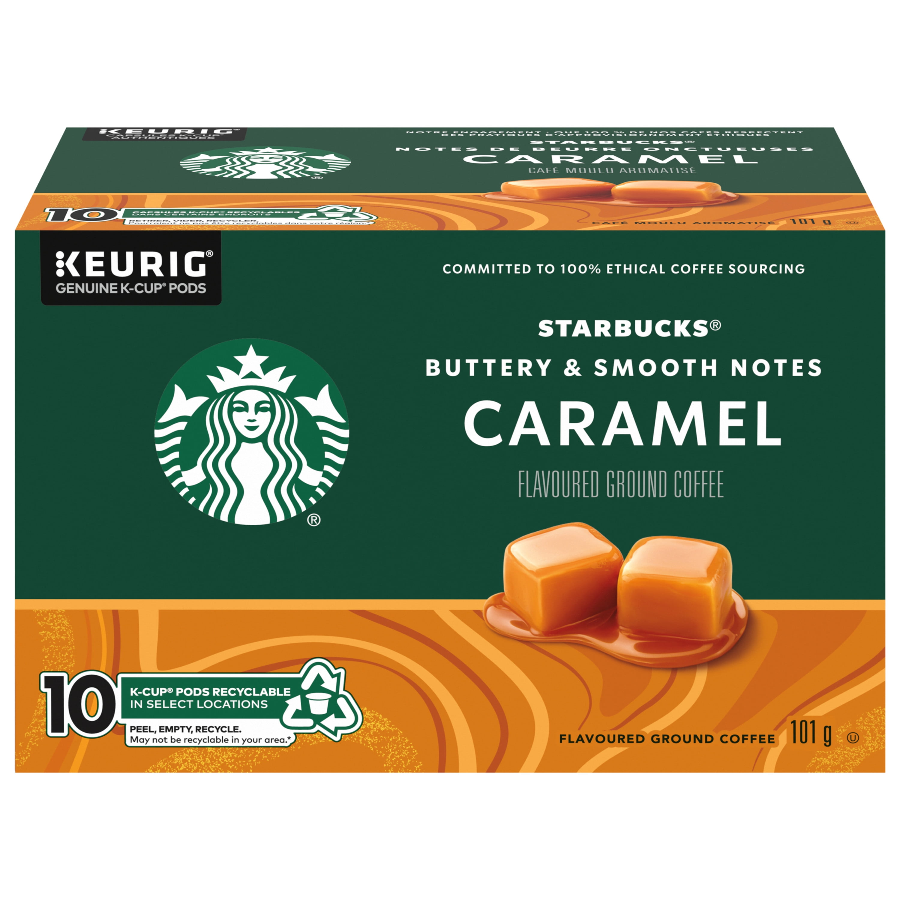 STARBUCKS Caramel Flavoured Ground Coffee K-Cup Pods Box