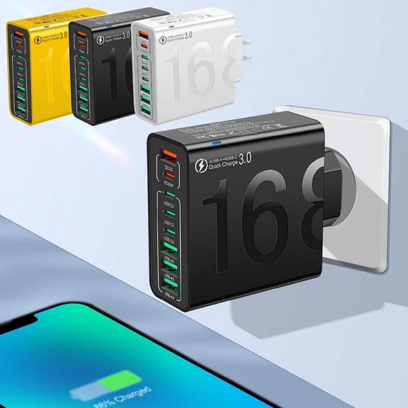 Yannianjz 3 Pcs Charge Rapide à 8 Ports USB Hub, 150W Haute Puissance Multiport Charger, 4 Ports USB-C + 4 Ports USB-A pour Téléphones, Tablettes, Ordinateurs Portables, Bureau, Maison