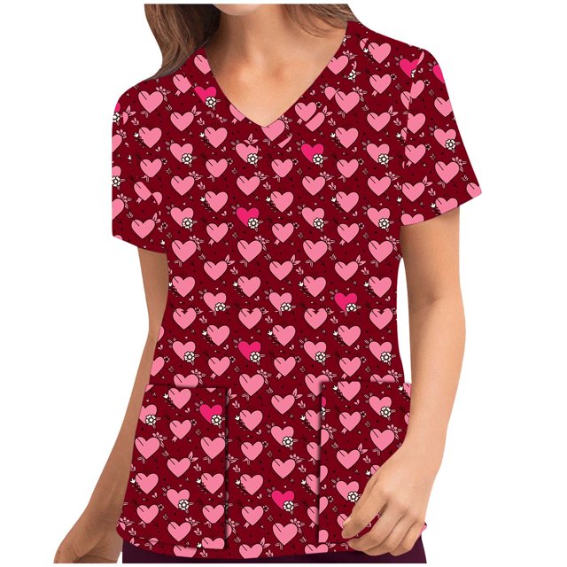 Birdeem Mode Femme Uni Col en V Manches Courtes T-Shirt Imprimé Blouse Ample Hauts
