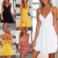 thumbnail image 4 of CAROOTU Lace Slip Dress Piecing Backless Bowknot V Neck Spaghetti Strap Above Knee Length Dress, 4 of 8