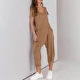thumbnail image 4 of Yuyuzo Jumpsuits for Women Short Sleeve V Neck Rompers Wide Leg Cropped Pants Overalls with Pockets, 4 of 7