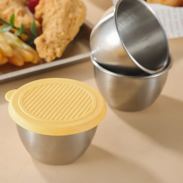 Birdeem Contenant à Sauce en Acier Inoxydable, Contenants de Vinaigrette Étanches avec Couvercles, Petits Coupelles à Condiments Réutilisables pour Adultes pour Voyage, Pique-Niques, Boîte à Lunch