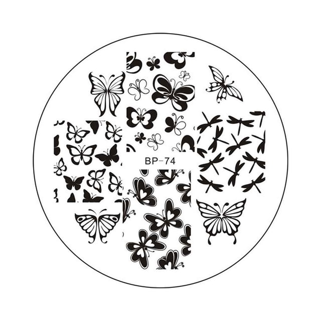 ziyahi Nail Art Stamping Plates Templates Stamp Plate Round Nail Manicure DIY Set Tool Flower Pattern