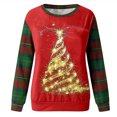 thumbnail image 4 of Costumes de Noël en Liquidation Mode Décontractée pour Femmes Manches Longues Col Rond Imprimé à Carreaux Chandail en Molleton Surdimensionné pour Femmes, 4 of 4