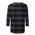 thumbnail image 4 of Meichang T-Shirts à Manches 3/4 Grande Taille pour Femmes, Décontractés, à Imprimé Rayé, Col Ras du Cou, Hauts Légers, Doux et Extensibles, Manches Trois Quarts, Chemise, P-4TG, 4 of 5
