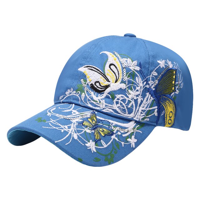 Coofit Women Baseball Cap Adjustable Embroidery Butterfly Snapback Hat Outdoor Sun Hat