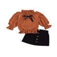thumbnail image 1 of Toddler Girls Casual Outfits Ruffle Tops Short Denim Skirts, 1 of 6
