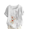 thumbnail image 1 of Birdeem Womens Summer Oversize Casual Round-Neck Short Sleeve Flower Printing Loose Shirt Tops, 1 of 1
