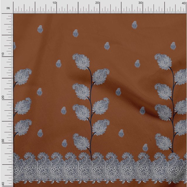 Soimoi Polyester Crepe Fabric Paisley Panel Print Sewing Fabric Yard 52 Inch Wide