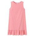 thumbnail image 4 of Women Dress Sleeveless Dot Vest Dress Ruffled Loose Ruffled Round Neck Loose Dress, Pink, XL, 4 of 6