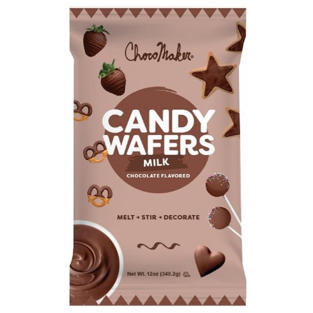 Milk Candy Wafer gluten-free smooth round melting discs for baking melts and dessert decorating; melt-and-pour wafers for dipping, drizzling, molding or coating cake pops and candies. Made in a facility that processes tree nuts, milk, and soy; suitable for molded treats.