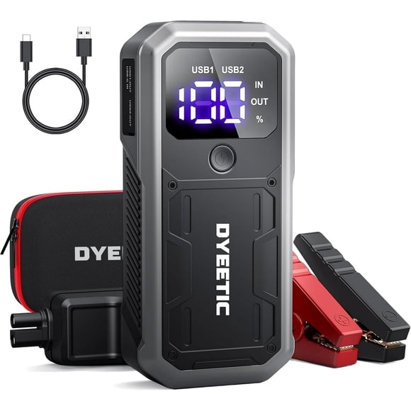 Dyeetic Démarreur de Batterie de Voiture 3000A, Boîte de Démarrage de Batterie Portable 12V pour Moteurs à Essence 10,0L et Diesel 8,0L