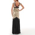 thumbnail image 4 of Mrat Evening Dresses Mode Femmes Confortable Décontracté Assemblé Gaze à Paillettes Manches Courtes Col Rond Robe Longueur Cheville Robes d'Été Femmes P-715 Or L, 4 of 4