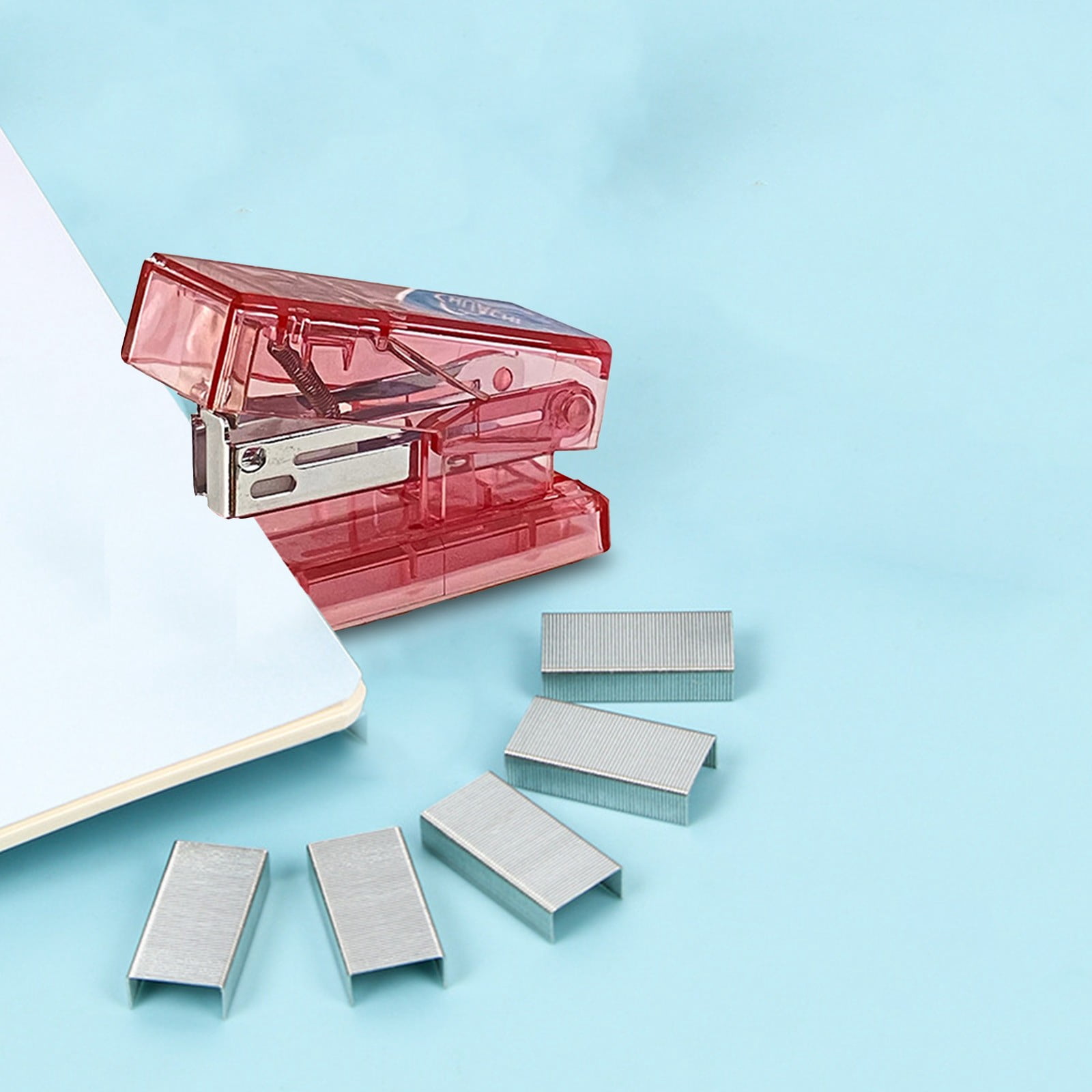 PEONAVET Plastic Mini stapler Portable Transparent Mini Stapler for Students and Office Use Small Lightweight Handheld Stapler with Ergonomic Grip and Metal Mechanism