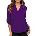 thumbnail image 1 of Hauts pour Femmes à Manches 3/4 à Col en V Tunique Décontractée Blouse Chemise Ample, 1 of 1
