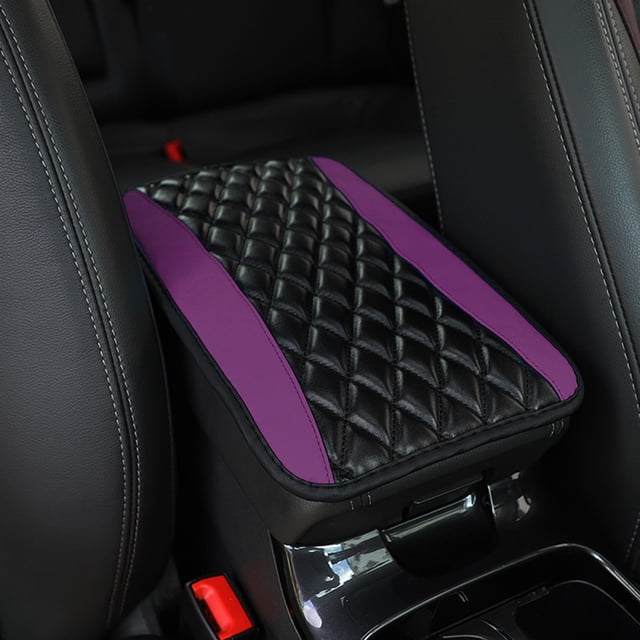 Leather Car Armrest Box Mat Universal, Soft Microfiber Center Console Cover with Non-Slip Sponge Backing, Protects Against Spills Scratches and Pet Claws for SUV Truck and Sedan Interiors