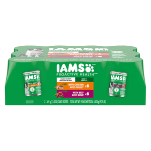 IAMS Proactive Health Adult Chunks in Gravy With Chicken and With Beef Wet Dog Food Variery 13.6kg