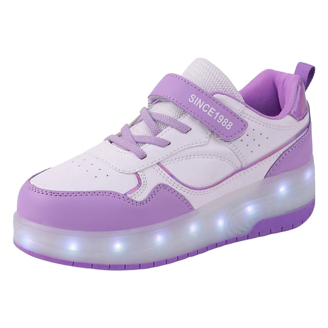 Chaussures de Patin Lumineuses pour Filles, Espadrilles à Semelles Épaisses avec Roues, Rechargeables par USB, Roulettes, Chaussures Mode