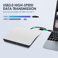 thumbnail image 4 of External CD DVD +/-RW Drive, USB 3.0 & USB-C Portable CD & DVD ROM Burner Player Reader Writer Rewriter Disc Drive,White,1 x External CD/DVD Drive,White, 4 of 8
