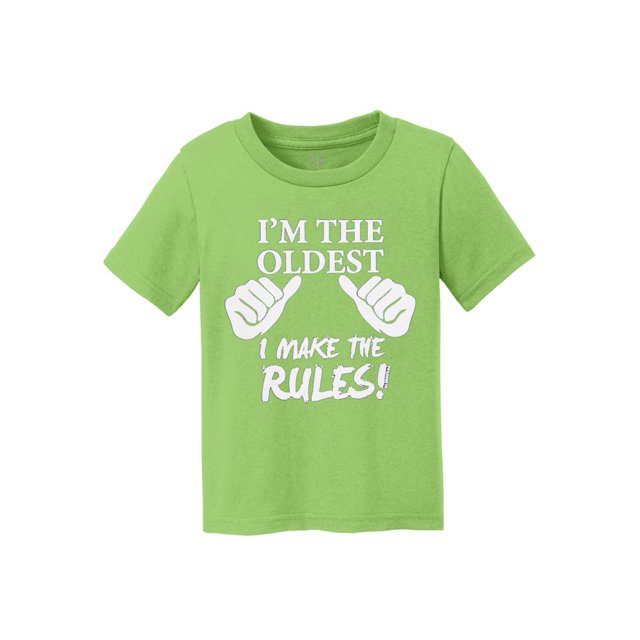 Je Suis le Plus Âgé, Je Fais les Règles T-Shirt en Coton pour Enfants - Vert Lime - Petit