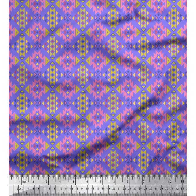 Soimoi Cotton Poplin Fabric Aztec Geometric Print Fabric by The Yard 56 Inch Wide