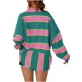thumbnail image 4 of WEAIXIMIUNG Sweat à Capuche pour Femmes, Mode Graphique, Imprimé Rayé, Col à Revers, Bouton, Manches Longues, T-Shirt, 4 of 4