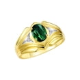 thumbnail image 4 of RYLOS Men's Rings Yellow Gold Plated Silver Rings Classic Designer Style 9X7MM Gemstone & Diamond Ring Green Sapphire September Birthstone Rings For Men Size 8, 4 of 7
