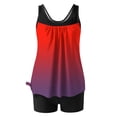 thumbnail image 4 of FAVIPT Women Tummy Control Two Piece Bathing Suit Printed Modest Athletic Swimsuits Tank Top with Shorts 2026 Red,XL, 4 of 5