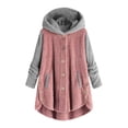 thumbnail image 2 of LSLJS Chandails à Capuche d'Hiver en Peluche pour Femmes, Couleur Unie, à Boutons, Manches Longues, Col Rond Fendu, Manteau de Pyjama Confortable, 2 of 4